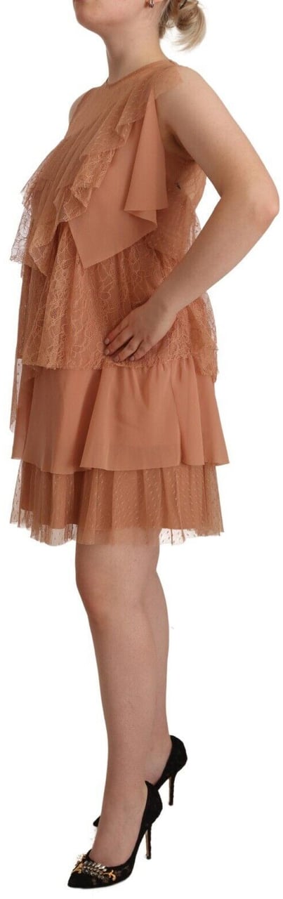 Liu Jo Pink Lace Sleeveless Mini Shift Layered Dress Roze