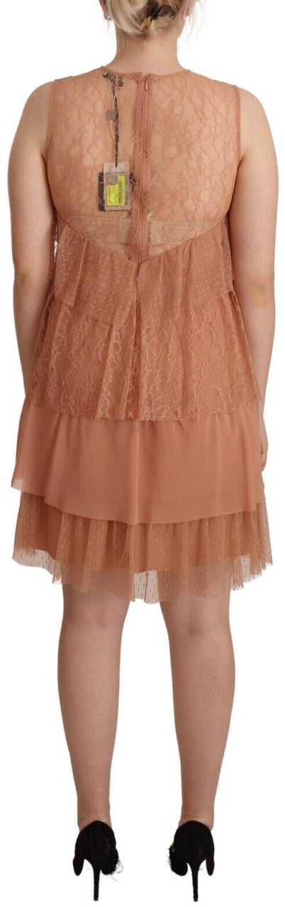 Liu Jo Pink Lace Sleeveless Mini Shift Layered Dress Roze
