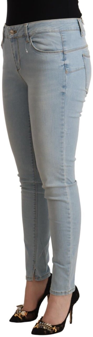 Liu Jo Light Blue Cotton Mid Waist Slim Fit Denim Jeans Blauw