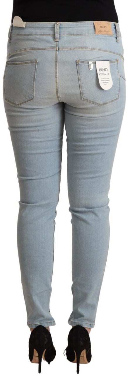 Liu Jo Light Blue Cotton Mid Waist Slim Fit Denim Jeans Blauw