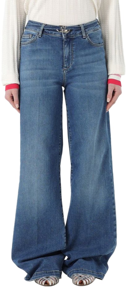 Liu Jo Liu Jo Blue Cotton Flared Jeans Blauw