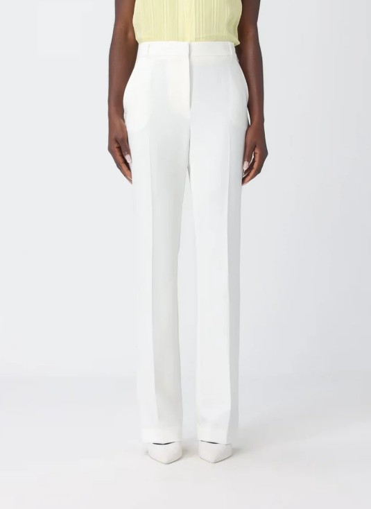 Liu Jo Crepe Trousers with High Waist and Tailored Fit Wit