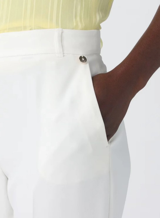 Liu Jo Crepe Trousers with High Waist and Tailored Fit Wit