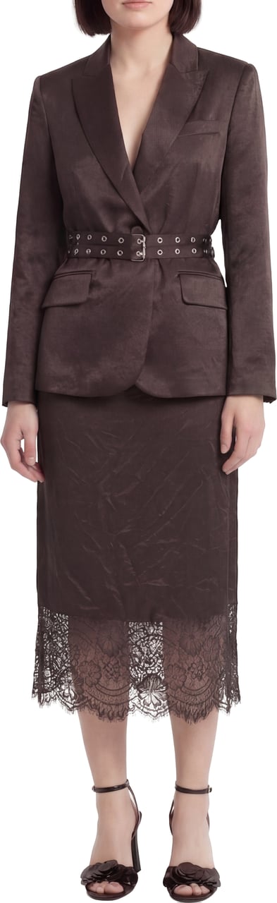 Liu Jo Satin skirt with lace details Bruin