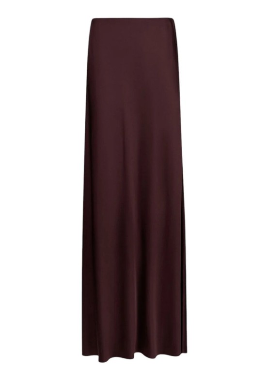 Liu Jo Flowing Viscose Satin Maxi Skirt with Subtle Train Maroon