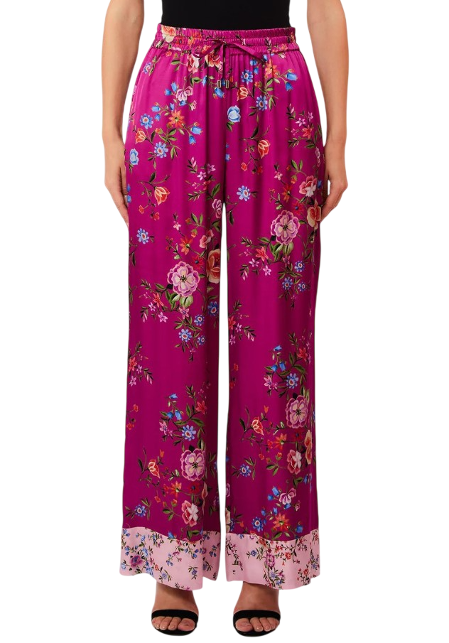 Liu Jo Viscose Satin Elastic Waist Palazzo Trousers Roze
