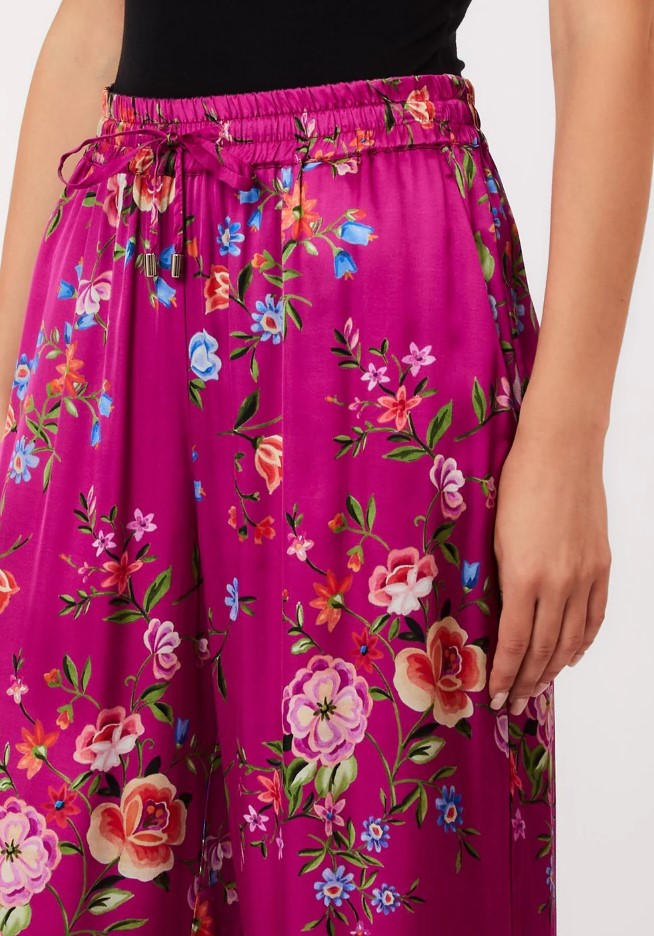 Liu Jo Viscose Satin Elastic Waist Palazzo Trousers Roze
