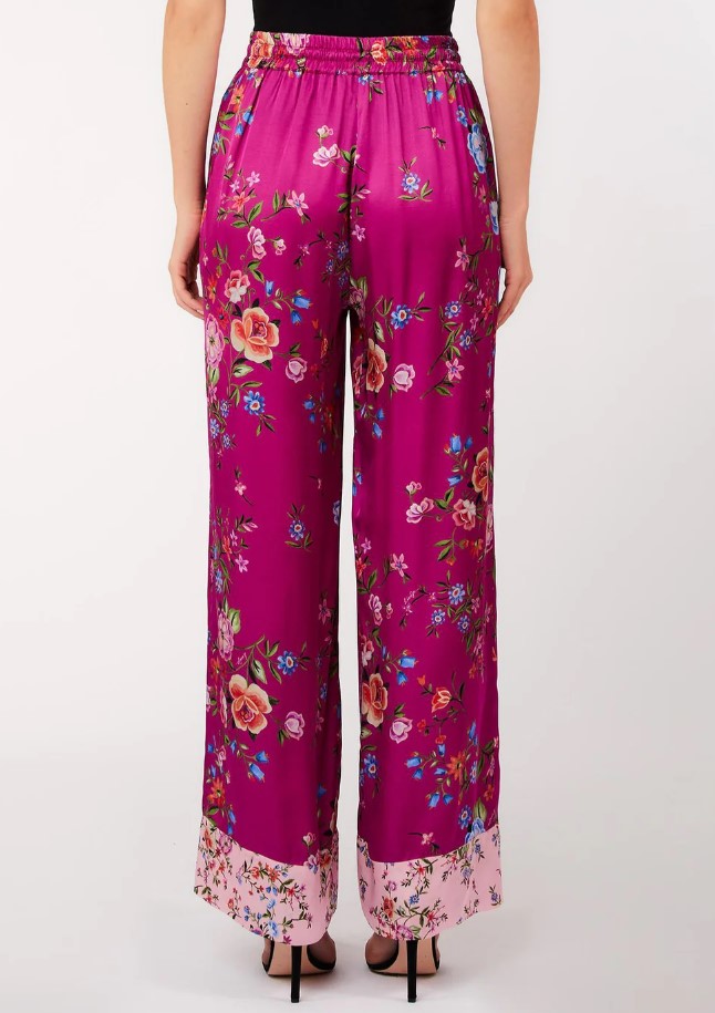 Liu Jo Viscose Satin Elastic Waist Palazzo Trousers Roze