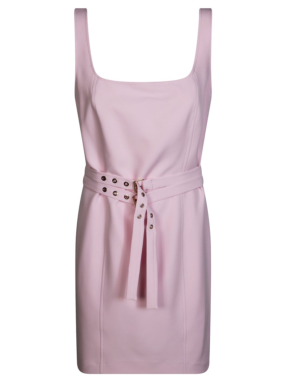 Liu Jo Fitted Square Neck Double Belt Mini Dress Roze