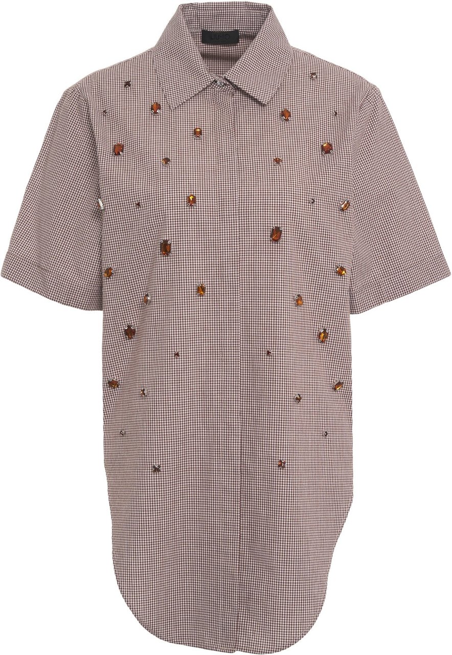 Liu Jo Checked blouse with appliqués Bruin