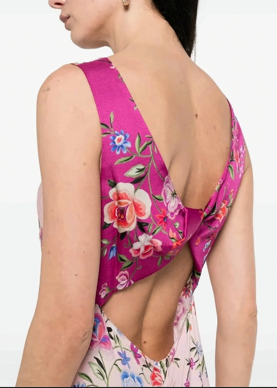 Liu Jo Long Floral V Neck Dress Roze