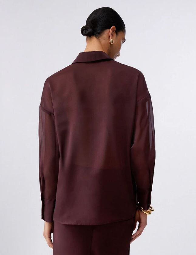 Liu Jo Translucent Organza Shirt With Patch Pockets Grijs