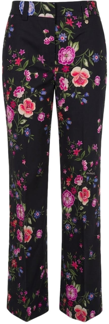 Liu Jo Pants with floral print Zwart