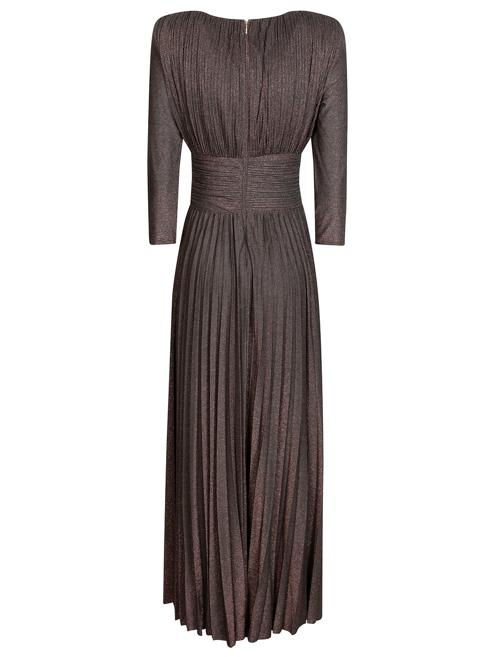 Liu Jo Deep V-Neck Ribbed Shimmer Maxi Dress Bruin