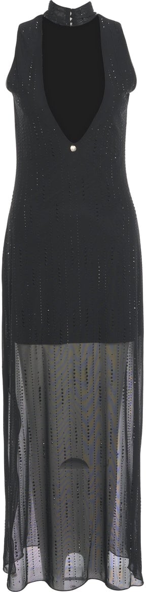 Liu Jo Tulle dress with rhinestones Zwart