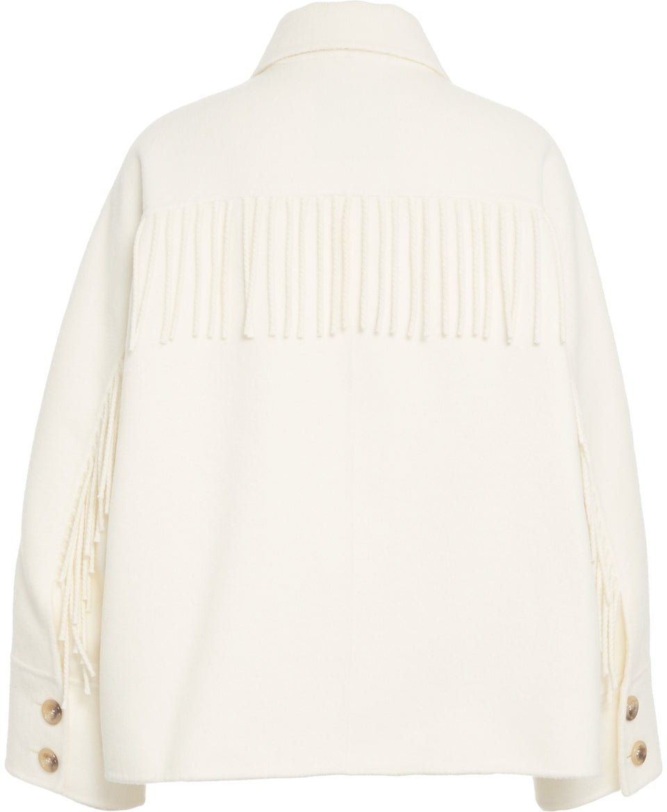 Liu Jo Wool-blend jacket with fringes Wit
