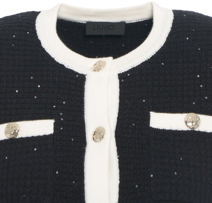 Liu Jo Tweed jacket with glitter Zwart