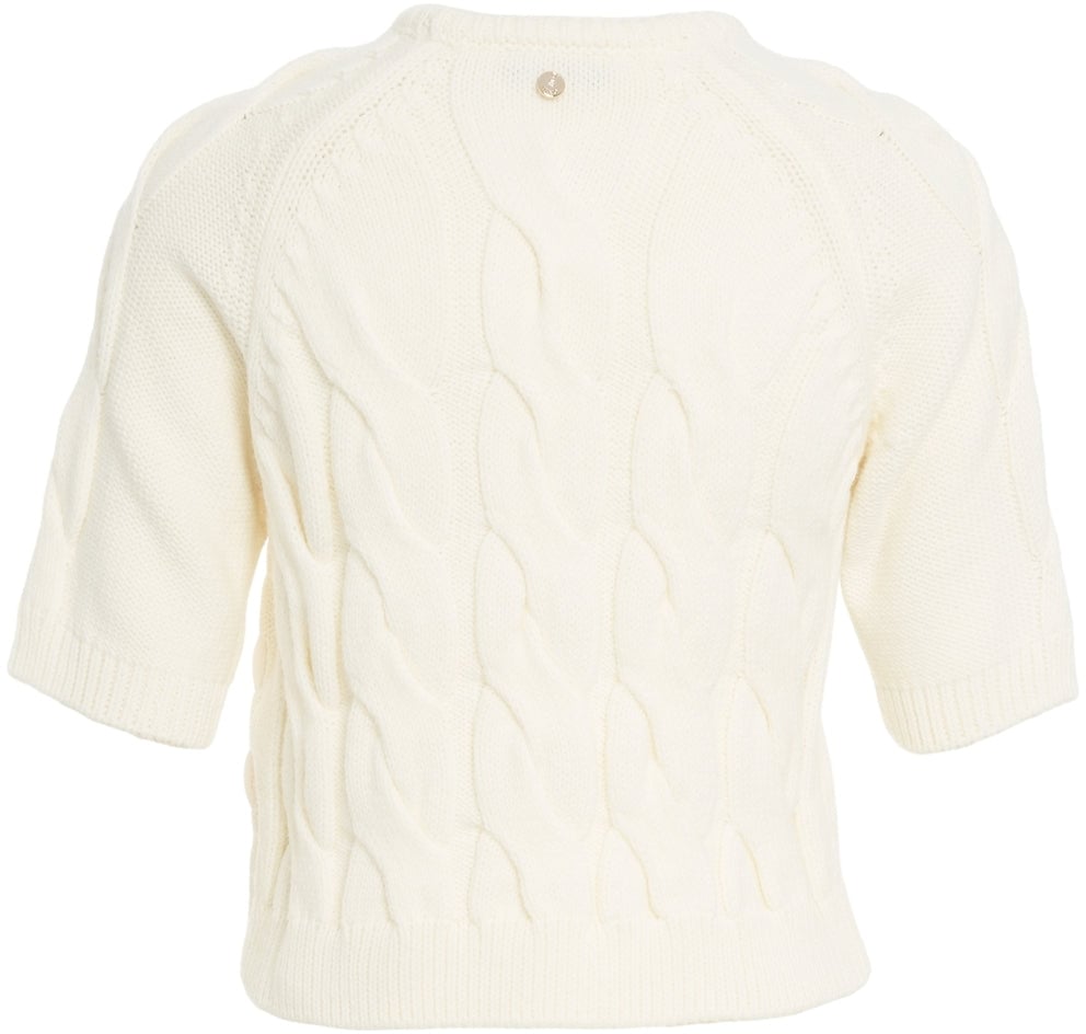 Liu Jo Knit sweater with cable knit pattern Wit