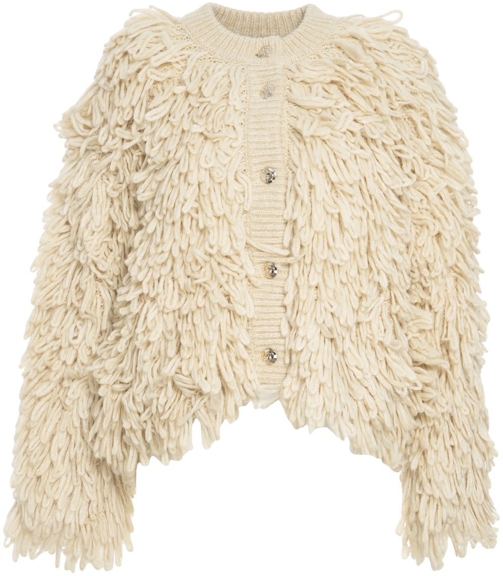 Liu Jo Knitted cardigan with fringe details Beige