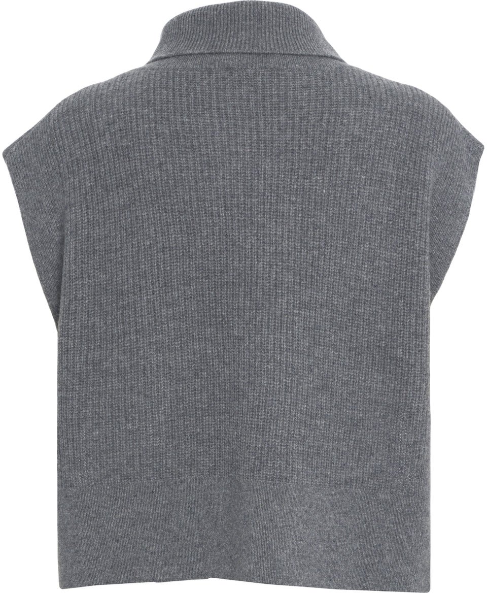Liu Jo Knit vest with rhinestones Beige