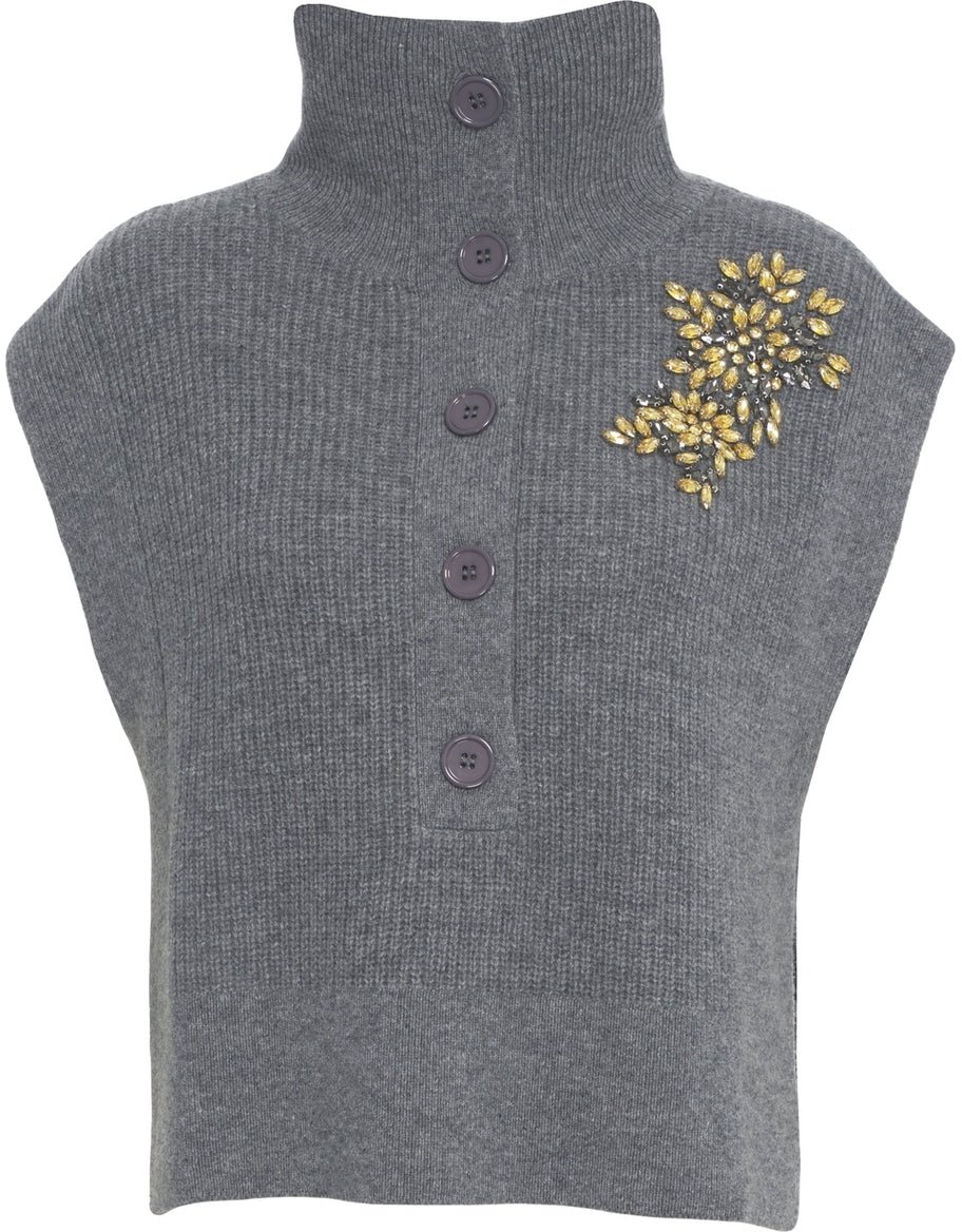 Liu Jo Knit vest with rhinestones Beige