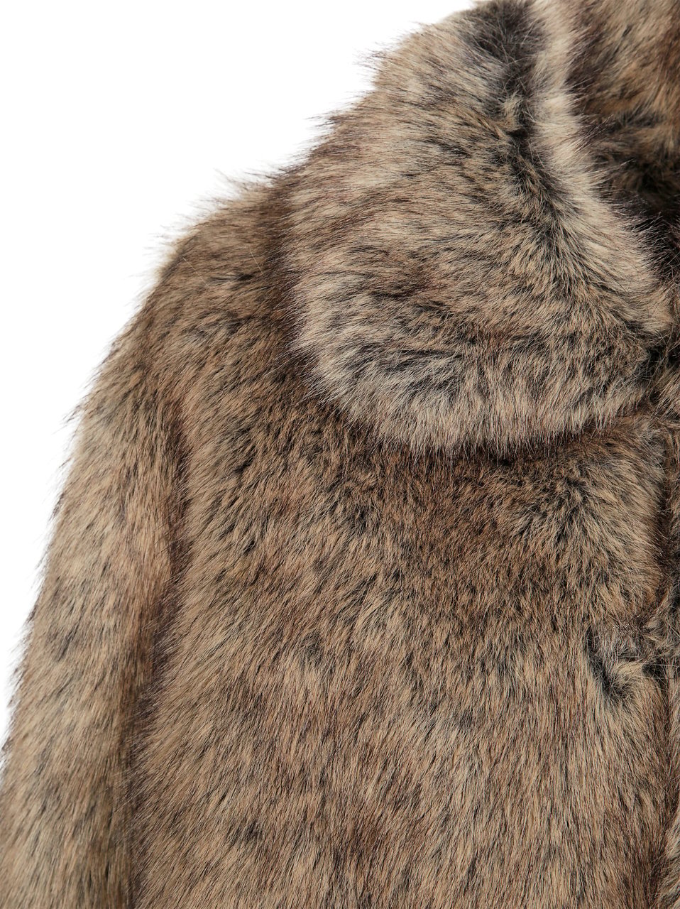 Liu Jo Faux Fur Coat with High Collar and Voluminous Silhouette Bruin