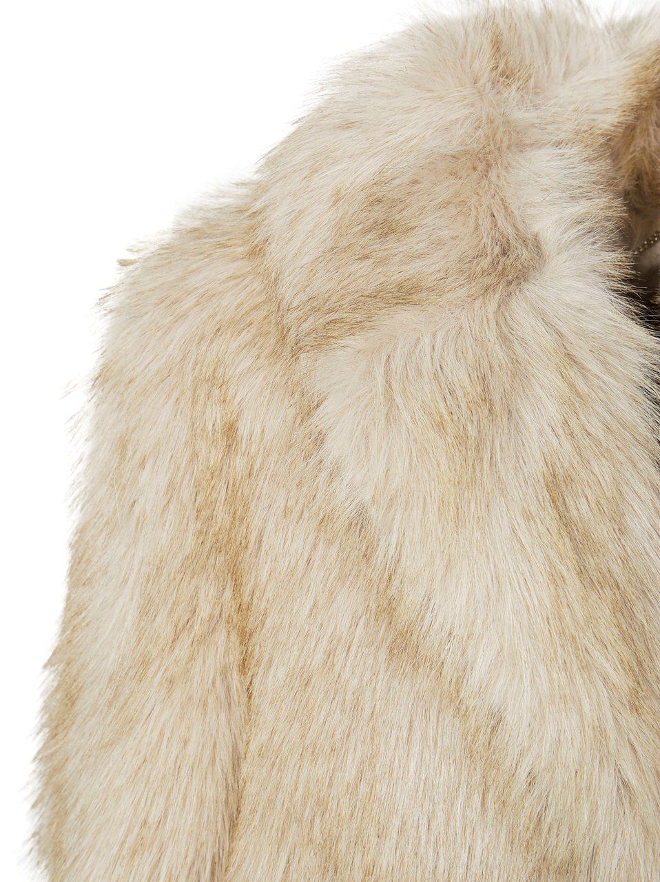 Liu Jo Long Faux Fur Coat with Classic Collar Neutraal
