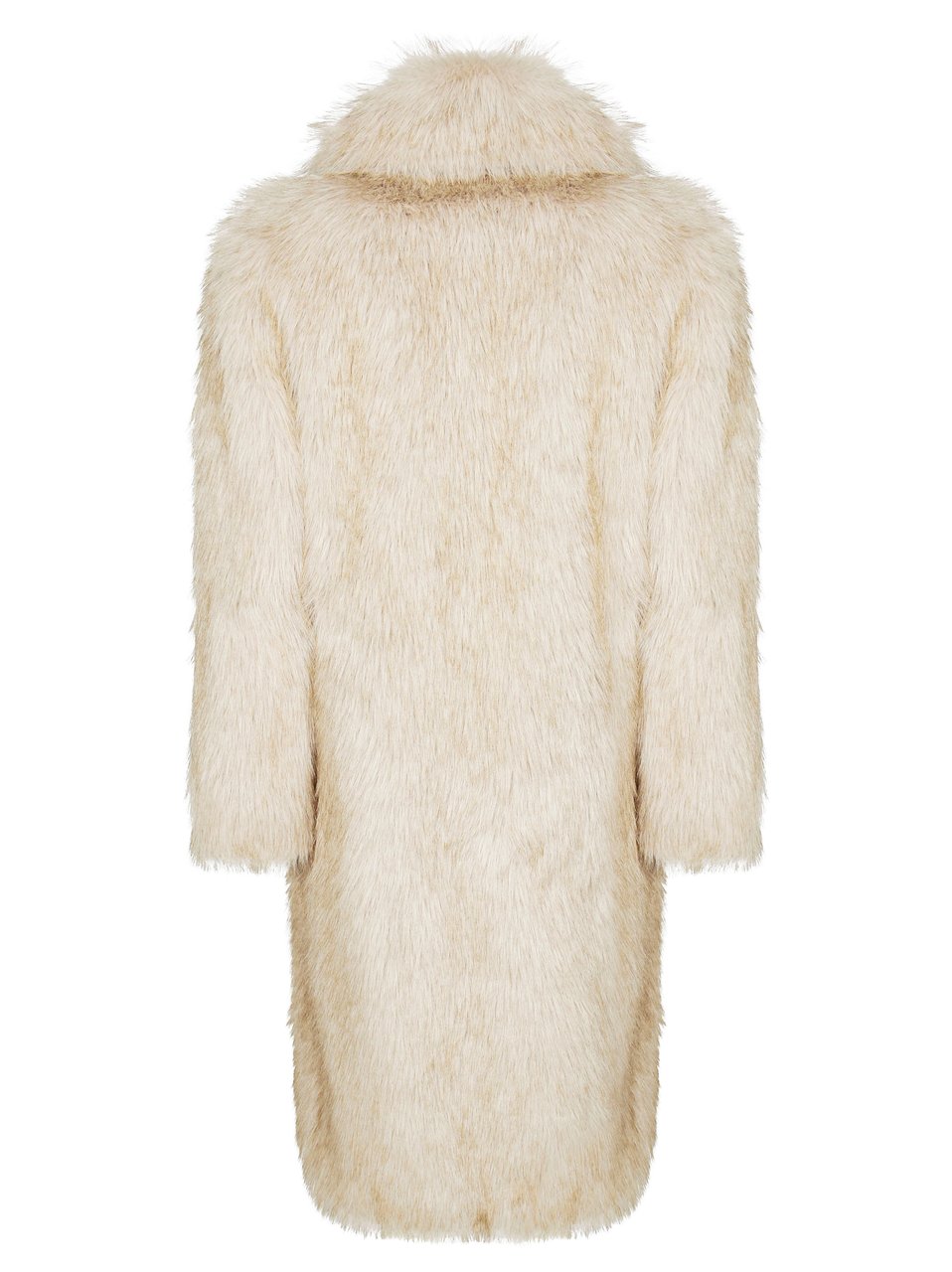 Liu Jo Long Faux Fur Coat with Classic Collar Neutraal
