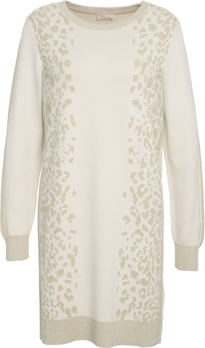 Liu Jo Midi dress with animal print Beige