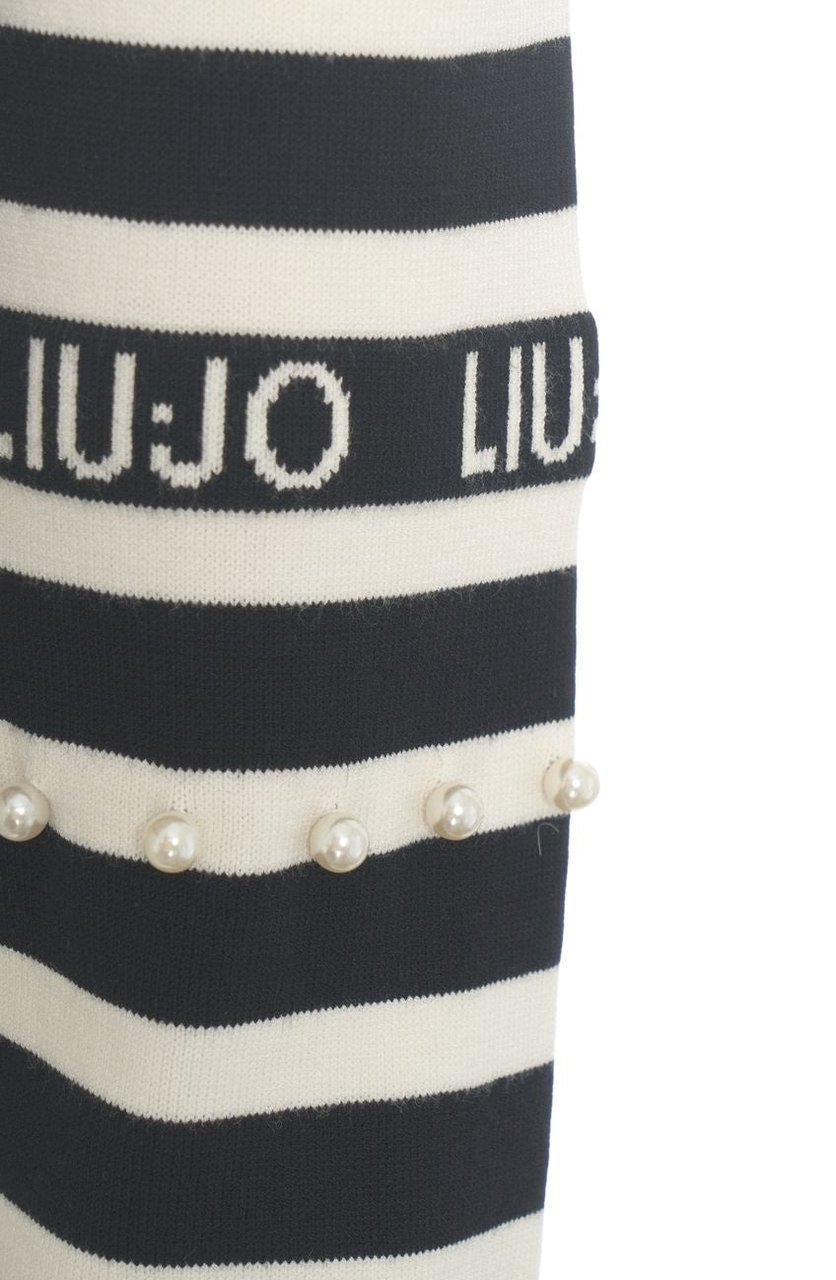 Liu Jo Cardigan with stripes and strass application Zwart