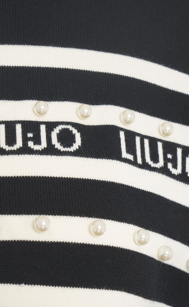 Liu Jo Cardigan with stripes and strass application Zwart