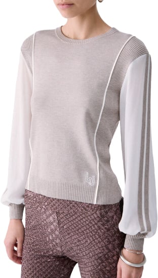 Liu Jo Sweaters Bulldog Ch.Mel/Bco L Lichtgrijs