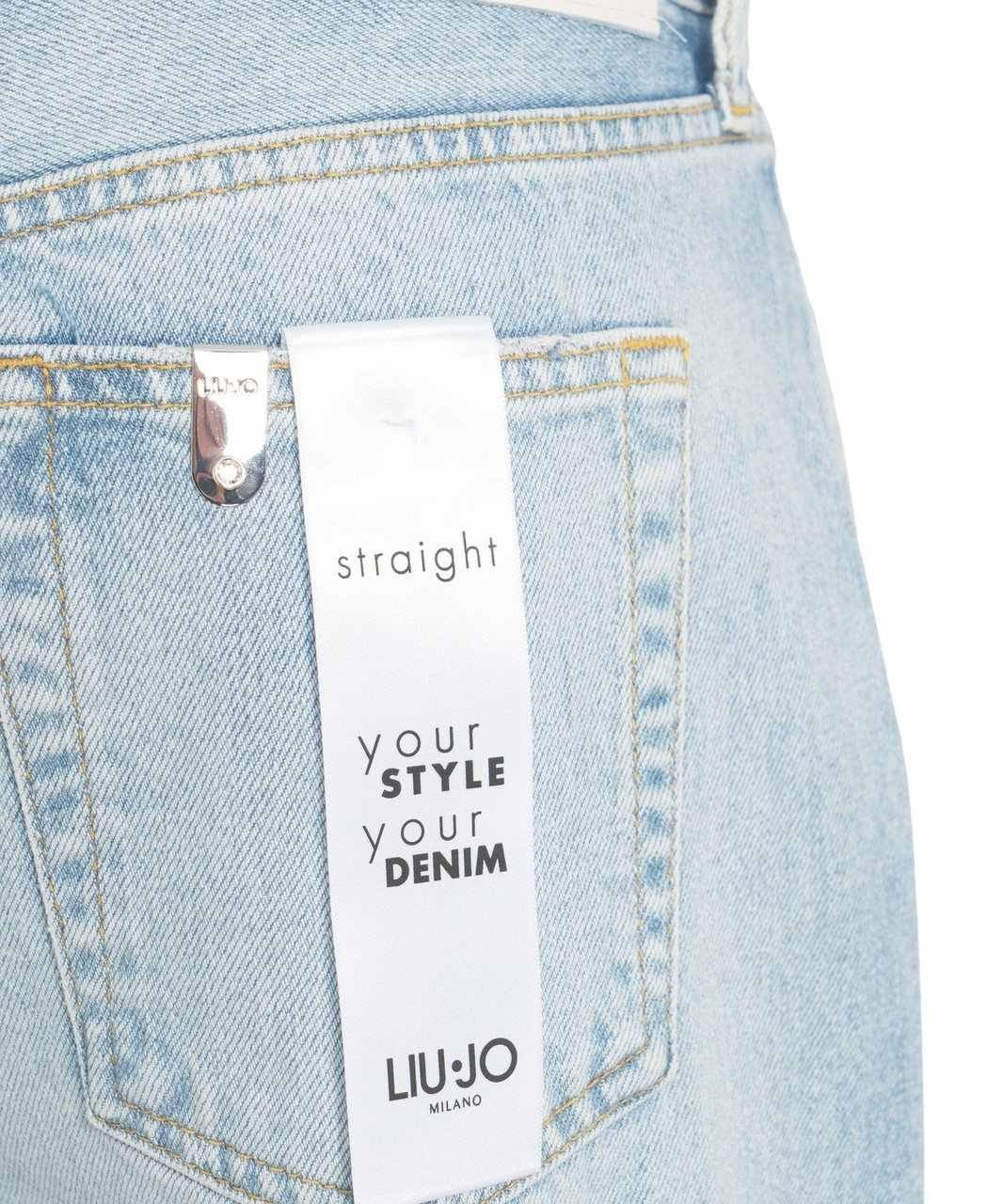 Liu Jo Straight leg jeans with rhinestones Blauw