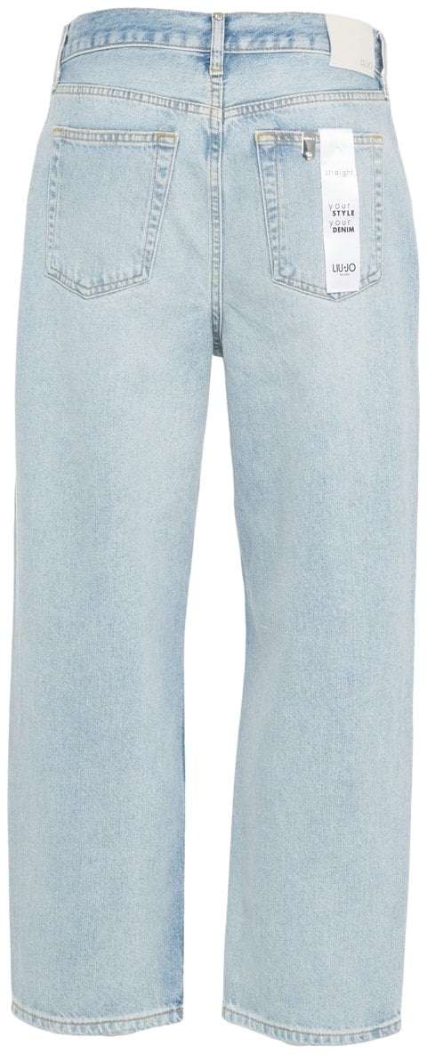 Liu Jo Straight leg jeans with rhinestones Blauw