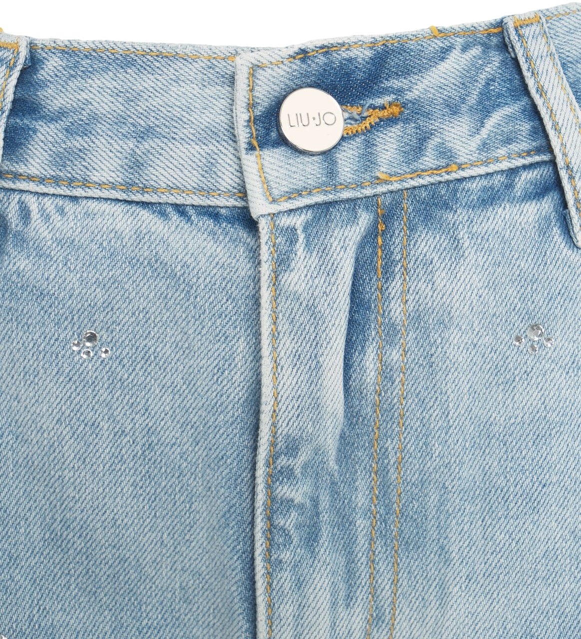 Liu Jo Straight leg jeans with rhinestones Blauw