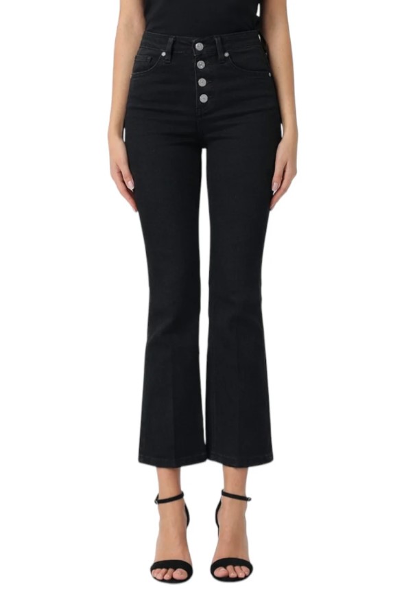 Liu Jo High-Waisted Bootcut Trousers With Jewel Buttons Zwart