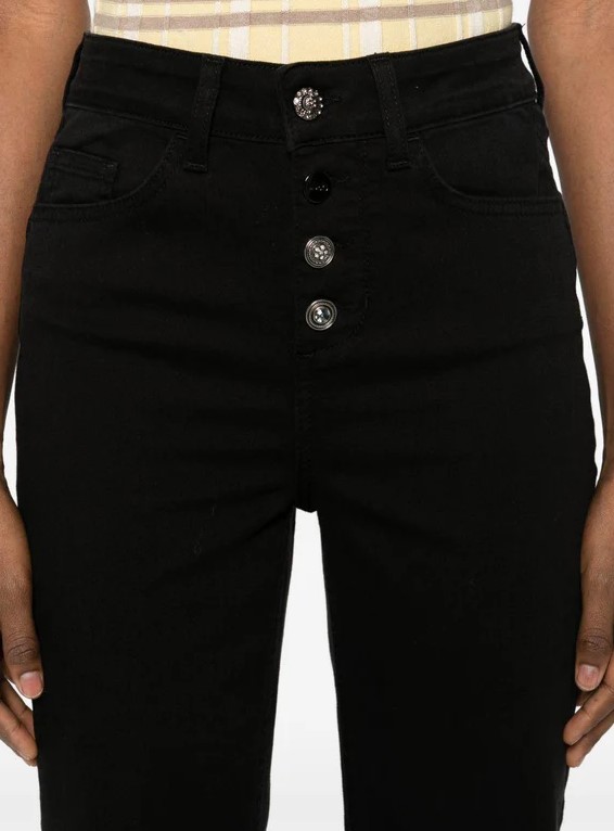 Liu Jo High-Waisted Bootcut Trousers With Jewel Buttons Zwart