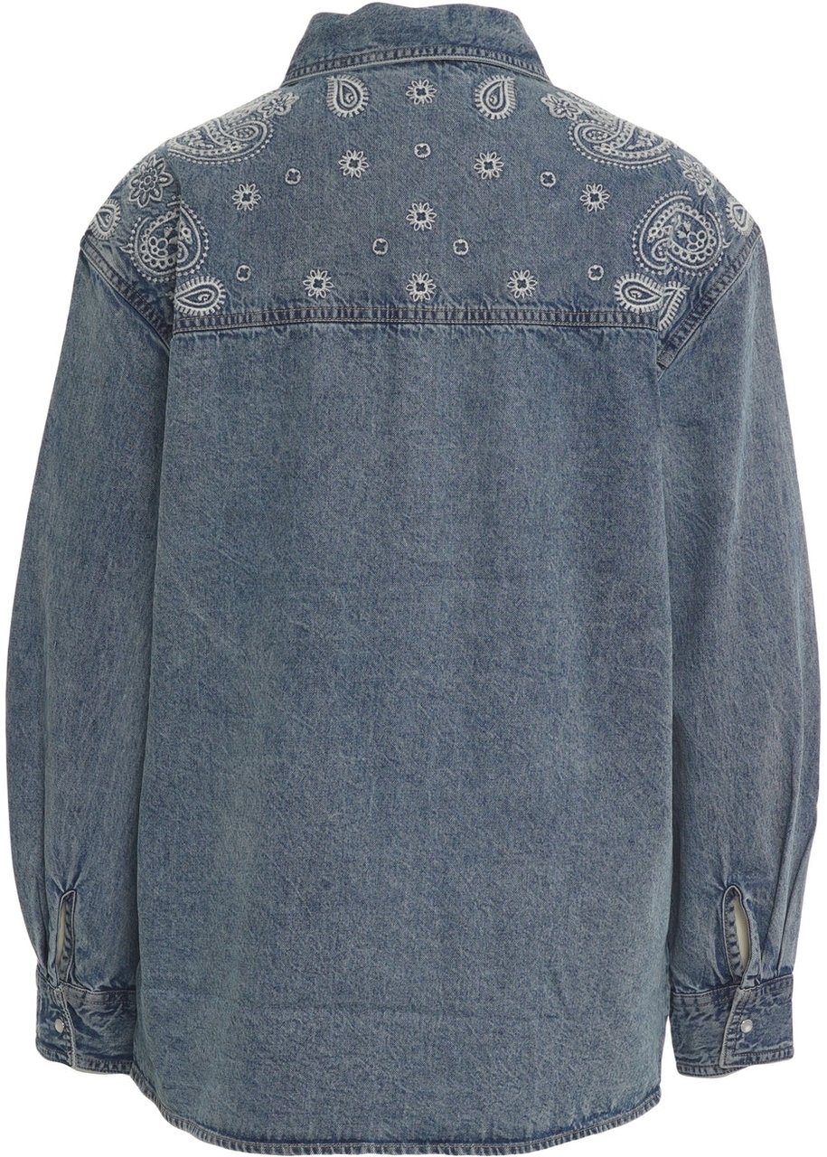 Liu Jo Denim blouse with embroidery Blauw