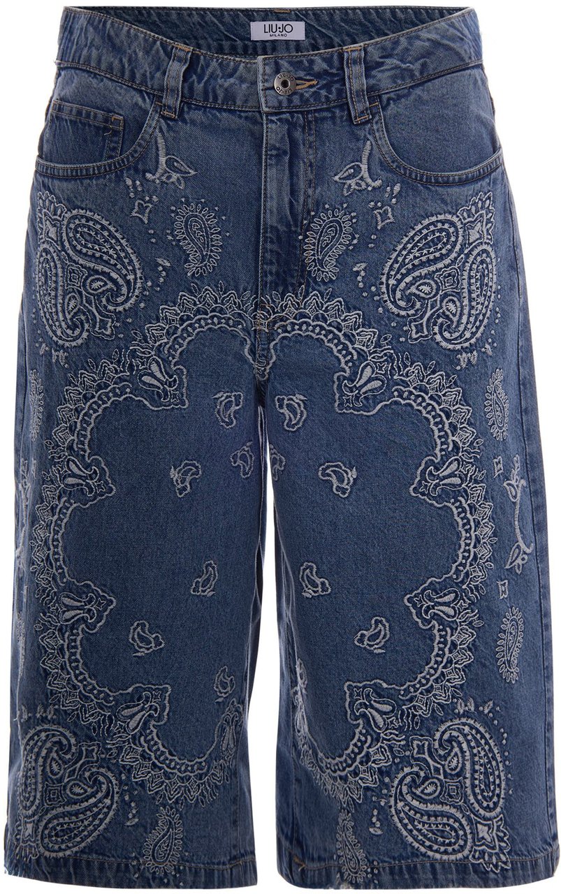 Liu Jo Shorts Den.Blue Ind.Embro.W Blauw