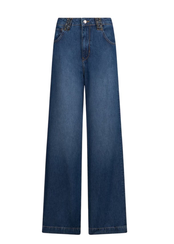 Liu Jo High-Waisted Flare Jeans With Jewel Belt Loops Blauw
