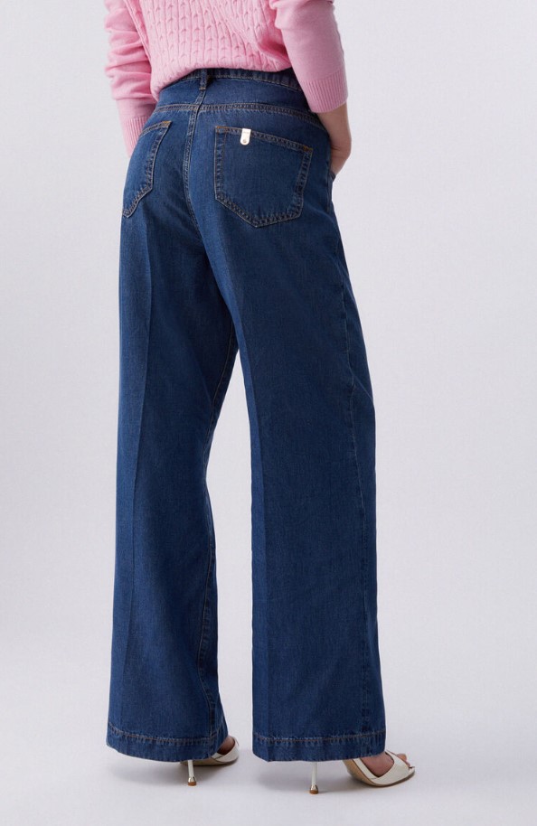 Liu Jo High-Waisted Flare Jeans With Jewel Belt Loops Blauw