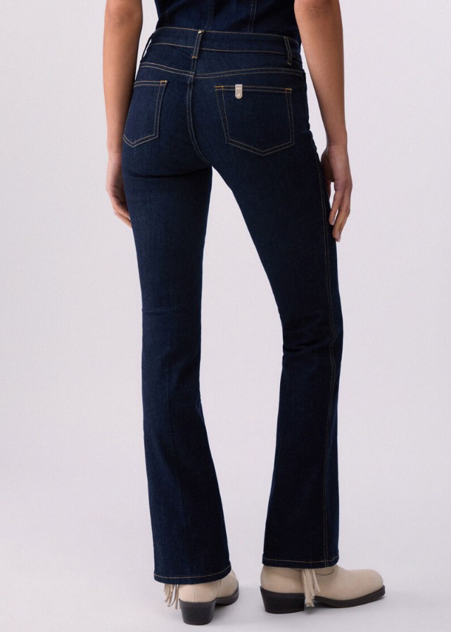 Liu Jo High-Waisted Bootcut Jeans With Adjustable Logo Belt Blauw