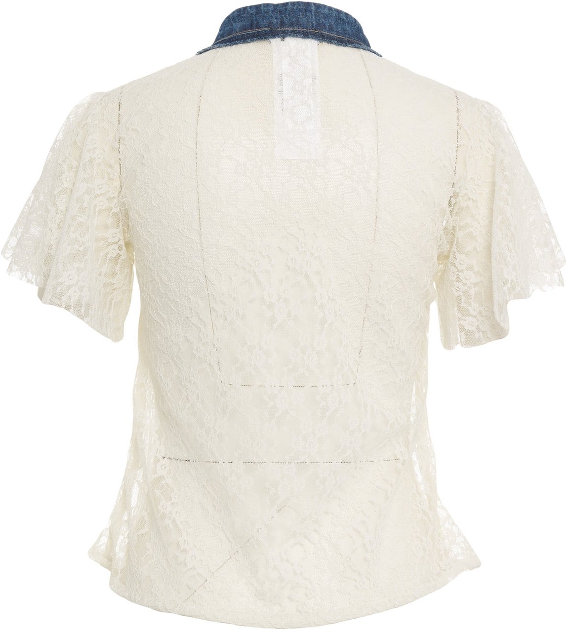 Liu Jo Lace blouse with denim details Wit