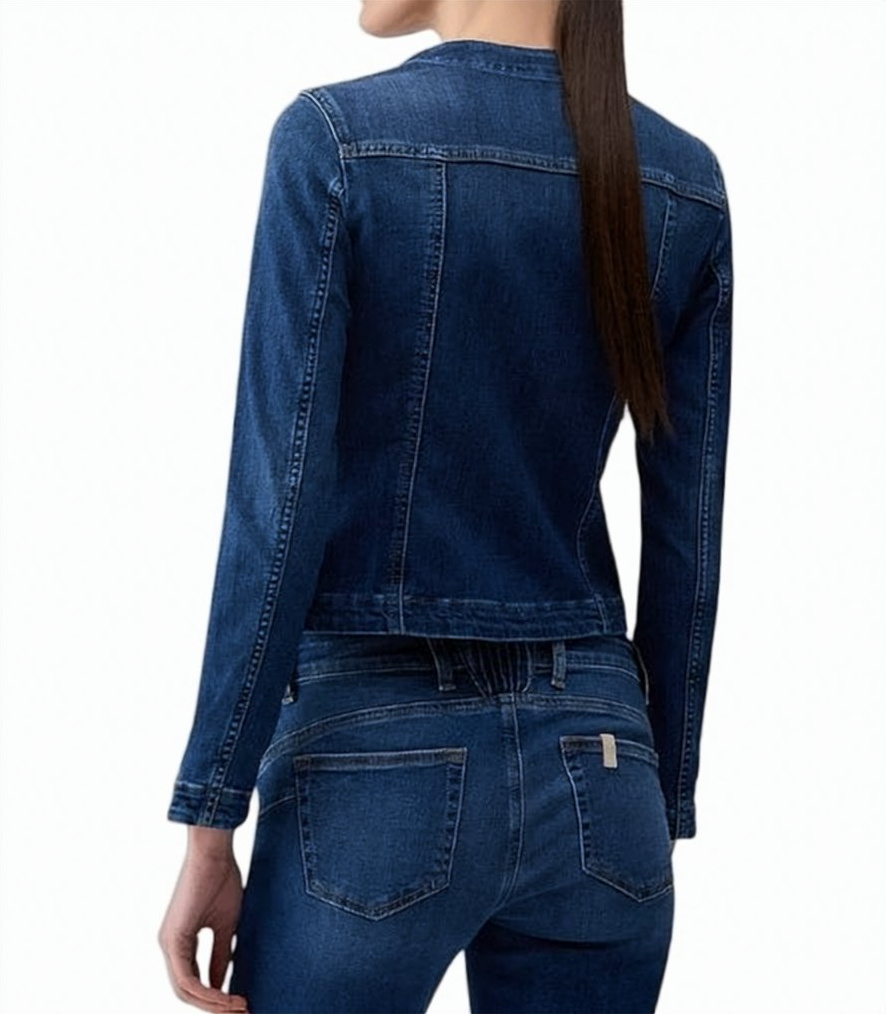 Liu Jo Faded Denim Mandarin Collar Jacket Blauw