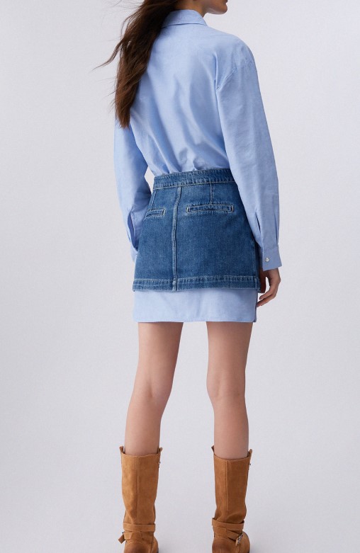 Liu Jo Shirt Dress In No-Stretch Denim With Classic Collar Blauw
