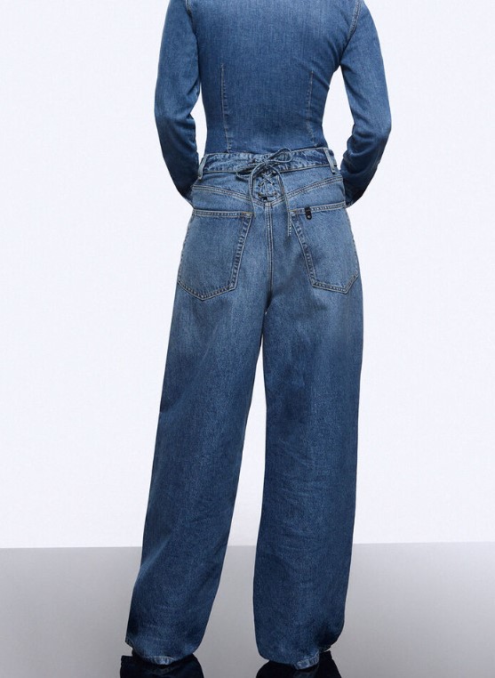 Liu Jo Wide-Leg Denim Jeans With Turned-Up Waistband Blauw