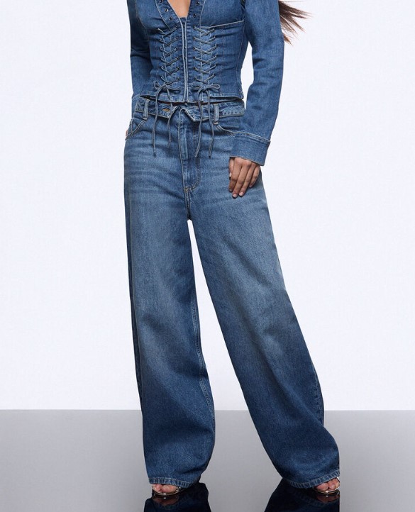 Liu Jo Wide-Leg Denim Jeans With Turned-Up Waistband Blauw