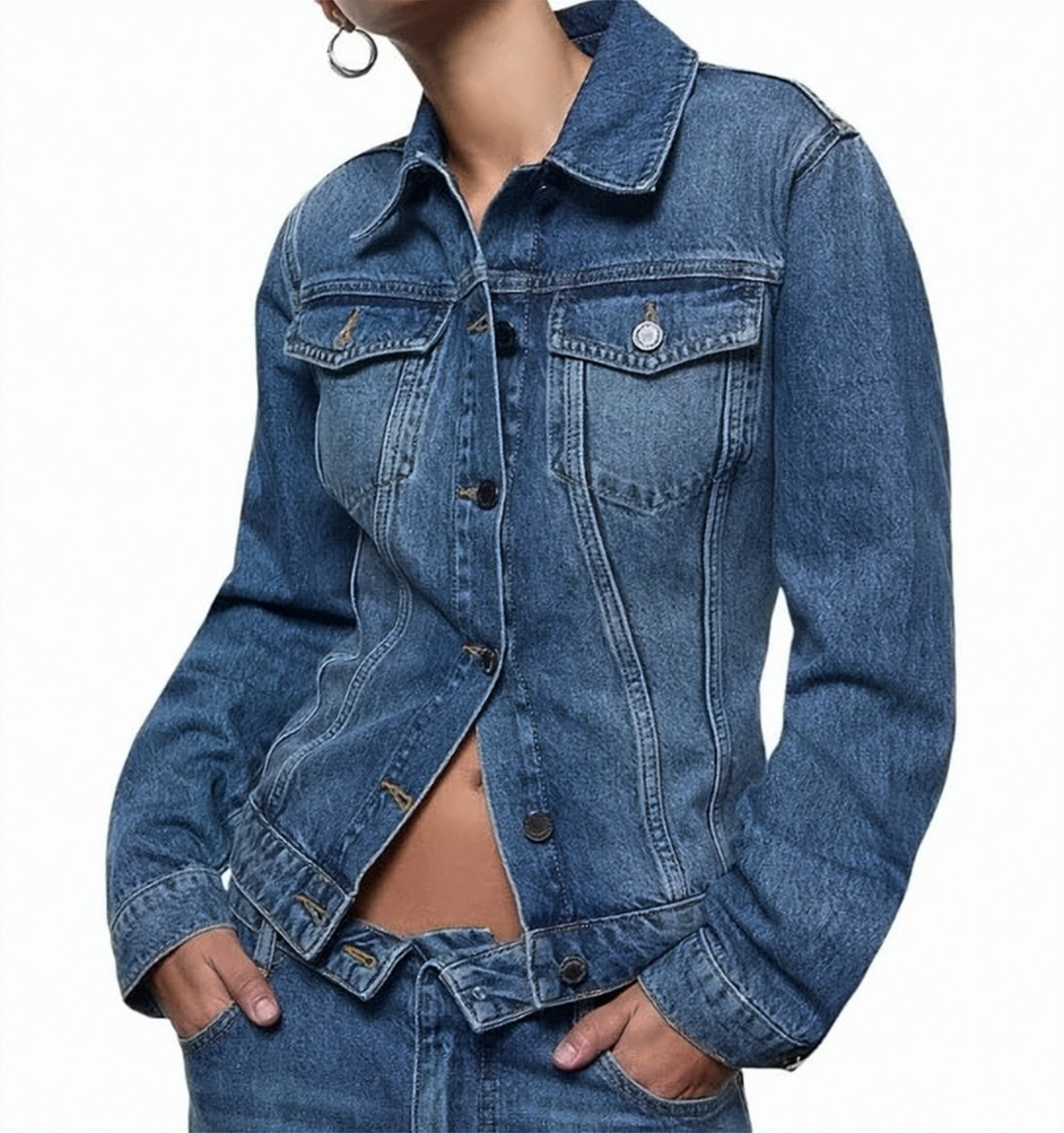 Liu Jo Authentic Denim Flap Pockets Stonewash Jacket Blauw