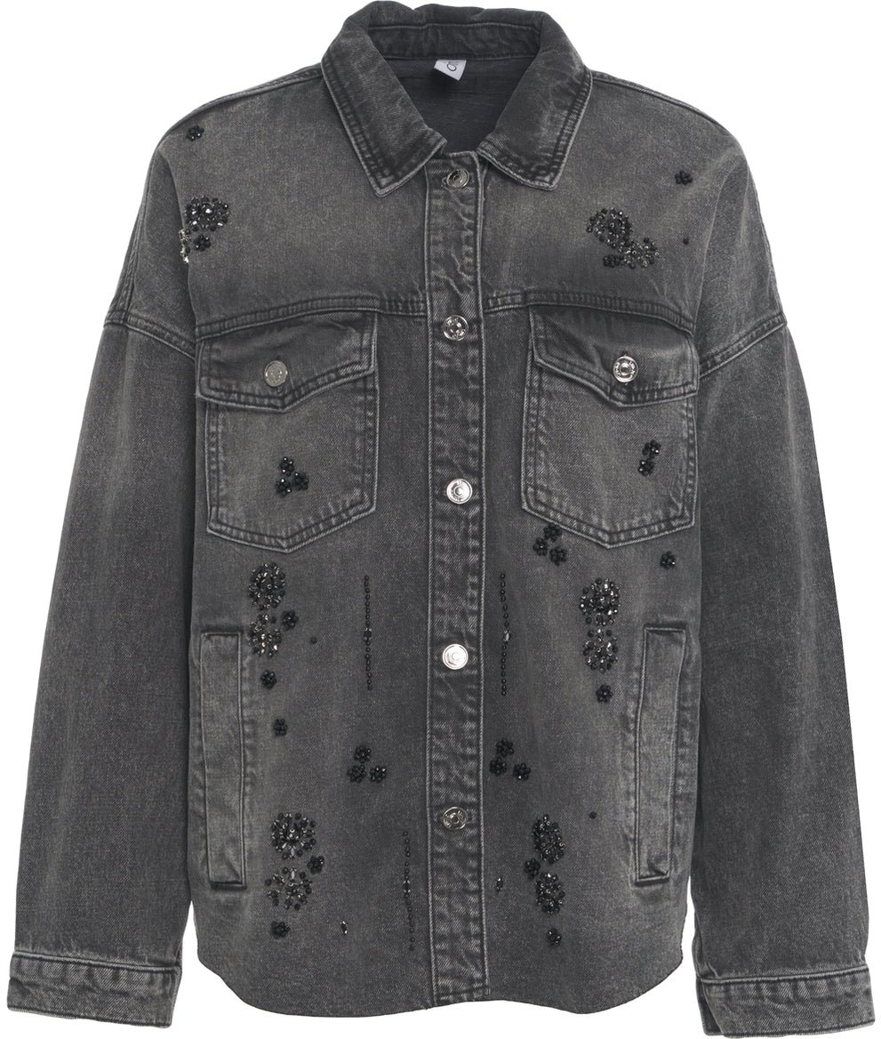 Liu Jo Denim jacket with rhinestones Zwart