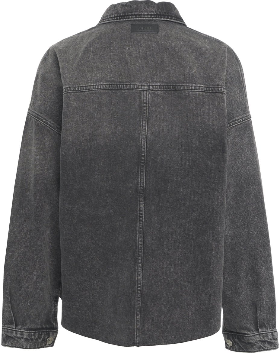 Liu Jo Denim jacket with rhinestones Zwart